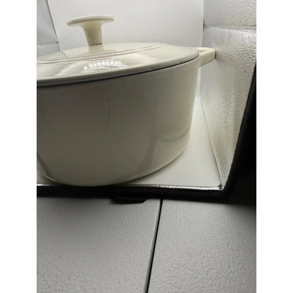 Cuisinart 5 Qt Enameled Cast Iron Round Dutch Oven Casserole Off White CI650-25